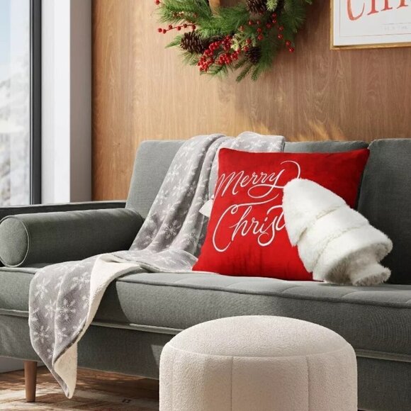 Faux Shearling Tree Shaped Throw Pillow - Threshold Target Christmas 2023 - Picture 2 of 6